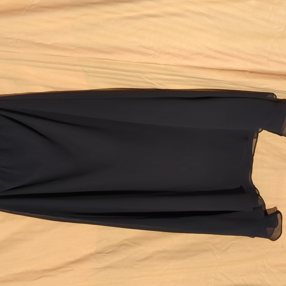 Black Polyester Angled Skirt with Lining